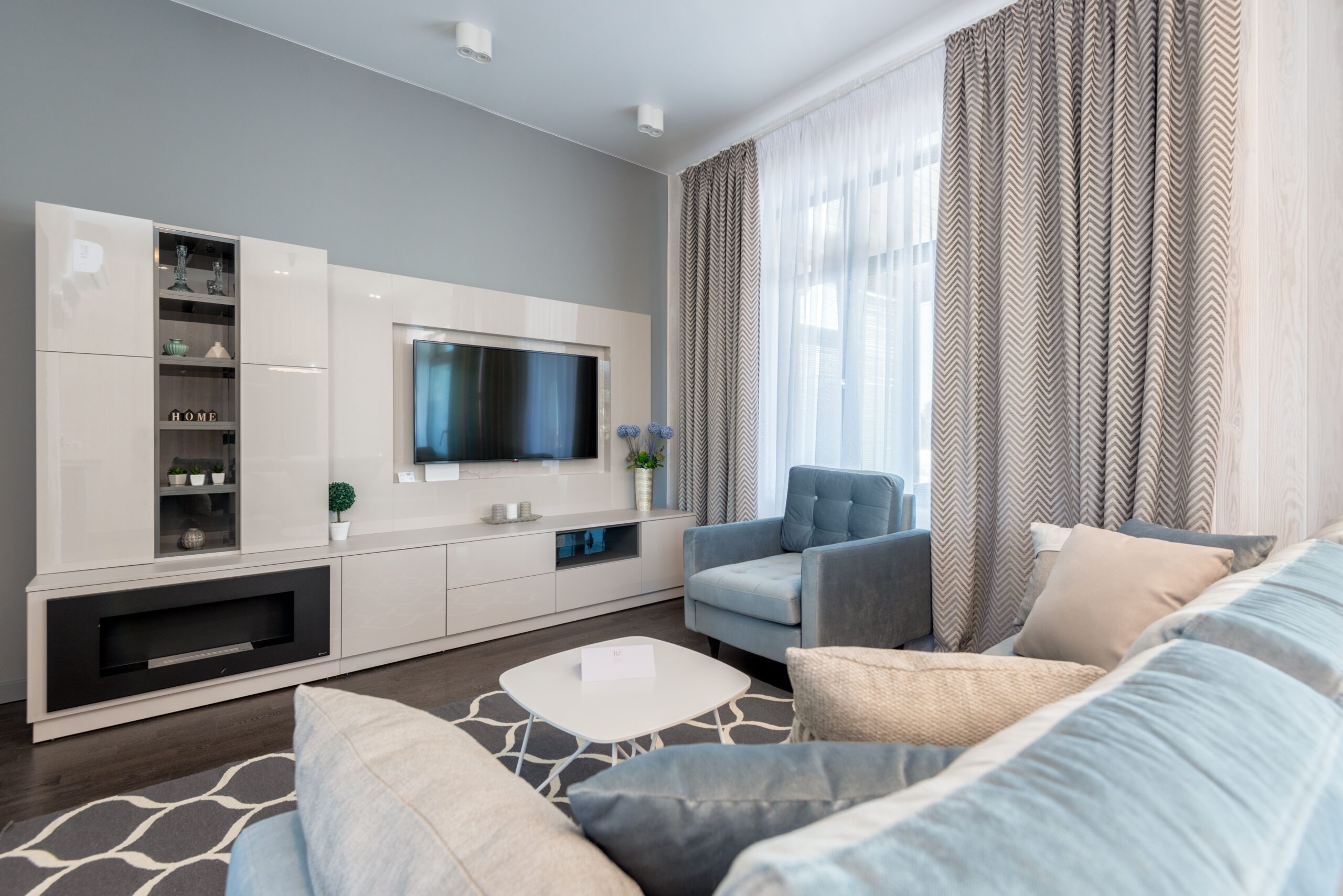 Renovated living room with modern interior